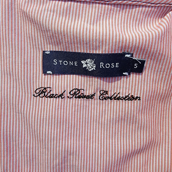 Stone Rose Black Rivet Collection Pink White Striped Button Down Flip Cuff XL - Picture 9 of 13